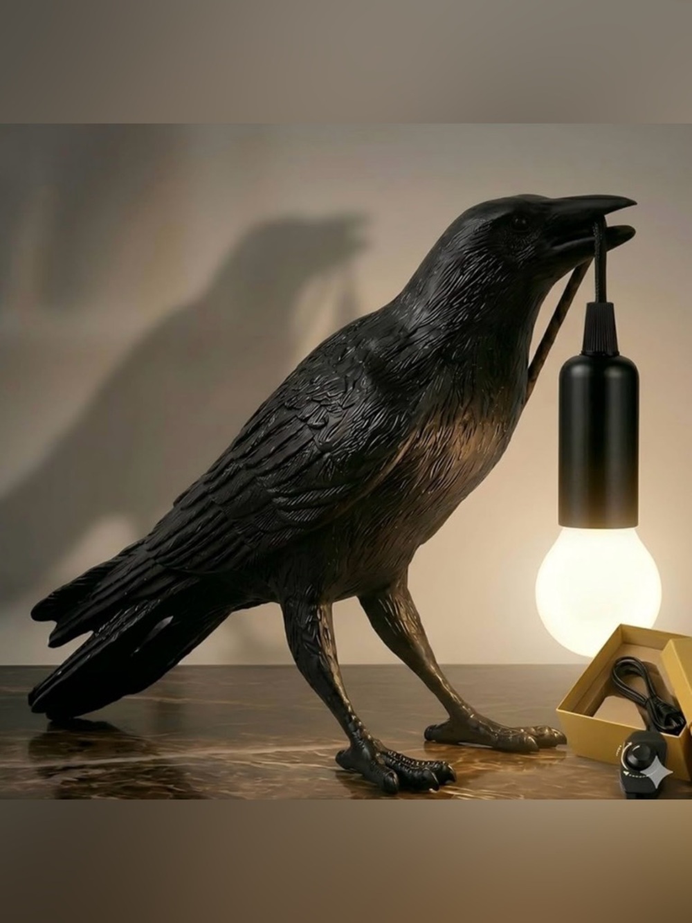 Creepy Cool Goth decor BLACK RAVEN Lamp Crow light great NOVELTY GIFT IDEA emo